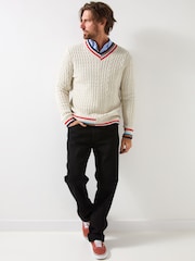 Joe Browns Cream V-Neck Cable Jumper - Image 4 of 7