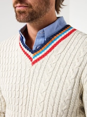 Joe Browns Cream V-Neck Cable Jumper - Image 6 of 7