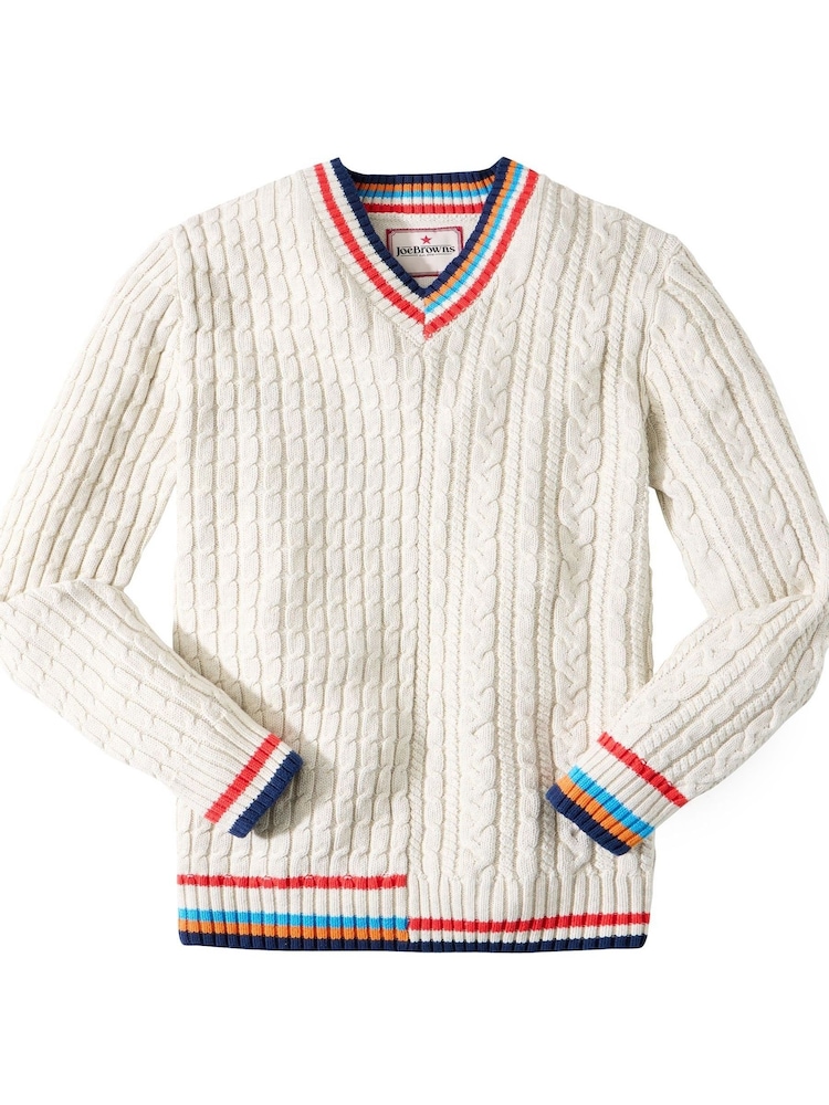 Joe Browns Cream V-Neck Cable Jumper - Image 7 of 7 Joe Browns Cream V-Neck Cable Jumper - Image 7 of 7