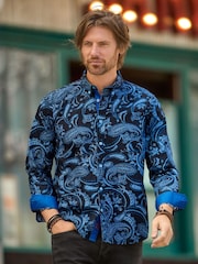 Joe Browns Blue Pop Of Paisley Long Sleeve Shirt - Image 1 of 6