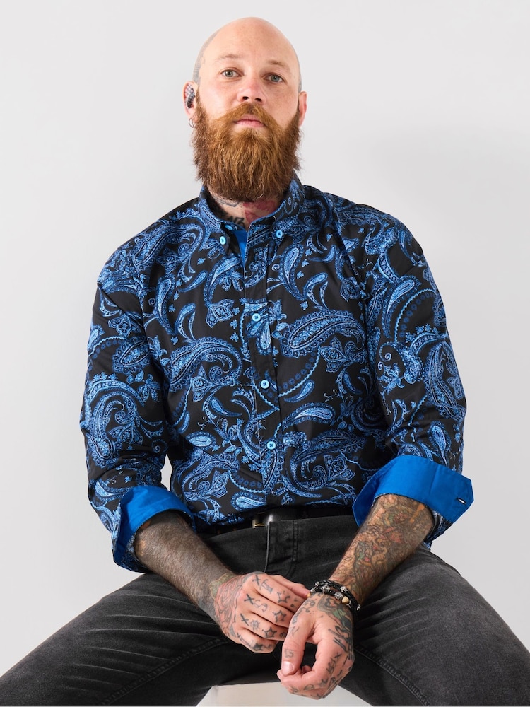 Joe Browns Blue Pop Of Paisley Long Sleeve Shirt - Image 2 of 6 Joe Browns Blue Pop Of Paisley Long Sleeve Shirt - Image 2 of 6