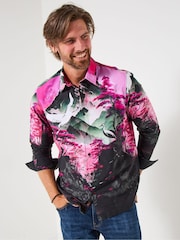 Joe Browns Pink Bold Artwork Print Shirt - Image 2 of 6