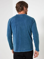 Joe Browns Blue Indigo Washed Henley T-Shirt - Image 4 of 7