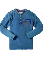 Joe Browns Blue Indigo Washed Henley T-Shirt - Image 7 of 7