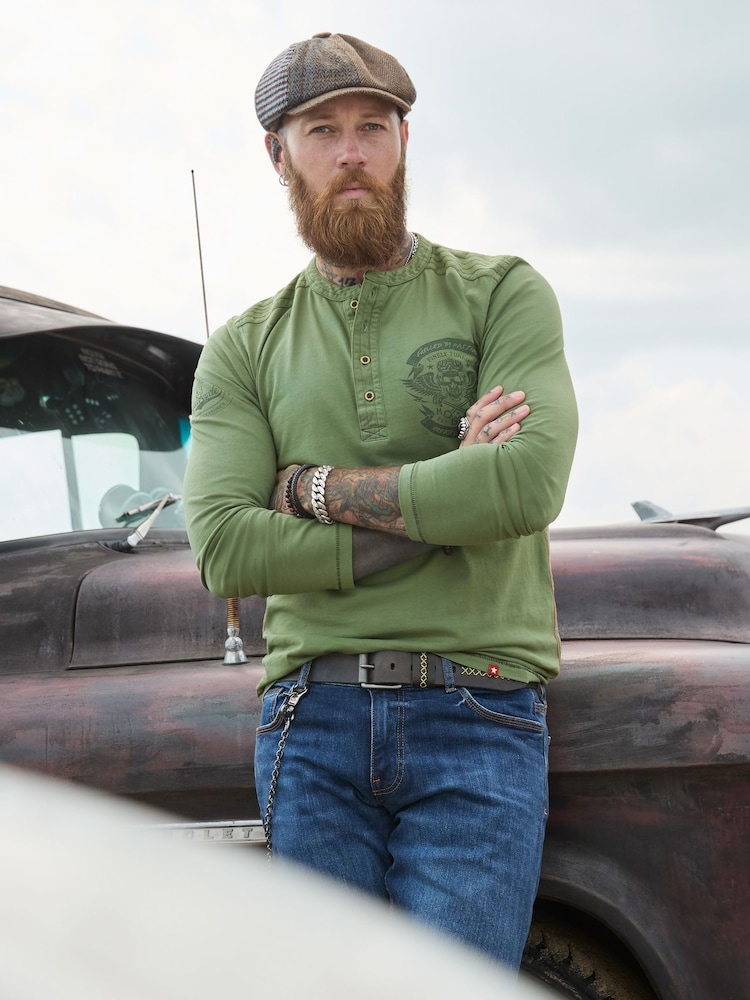 Joe Browns Green Button Henley T-Shirt - Image 1 of 7 Joe Browns Green Button Henley T-Shirt - Image 1 of 7