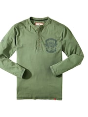 Joe Browns Green Button Henley T-Shirt - Image 7 of 7