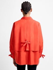 French Connection Orange Cambria Cotton Tie Up Bow Shirt - Image 2 of 5
