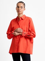 French Connection Orange Cambria Cotton Tie Up Bow Shirt - Image 3 of 5