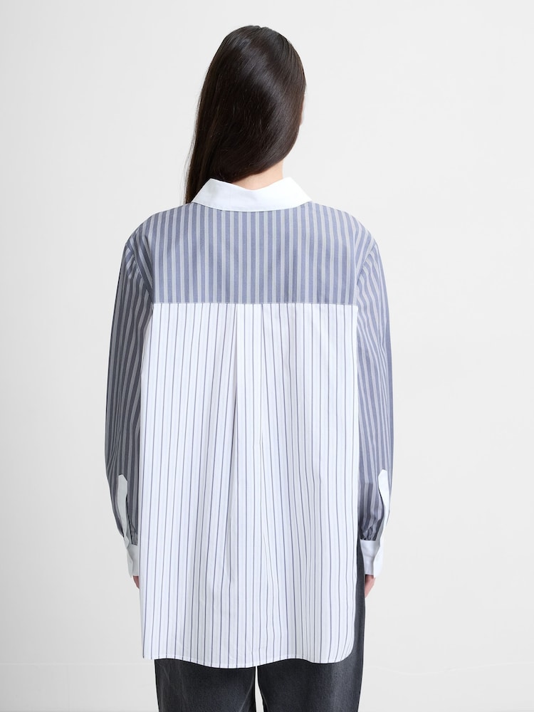 French Connection White Cambria Cotton Striped Shirt - Image 2 of 6 French Connection White Cambria Cotton Striped Shirt - Image 2 of 6