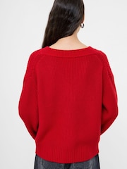 French Connection Red Joss Long Sleeves V-Neck Jumper - Image 2 of 4
