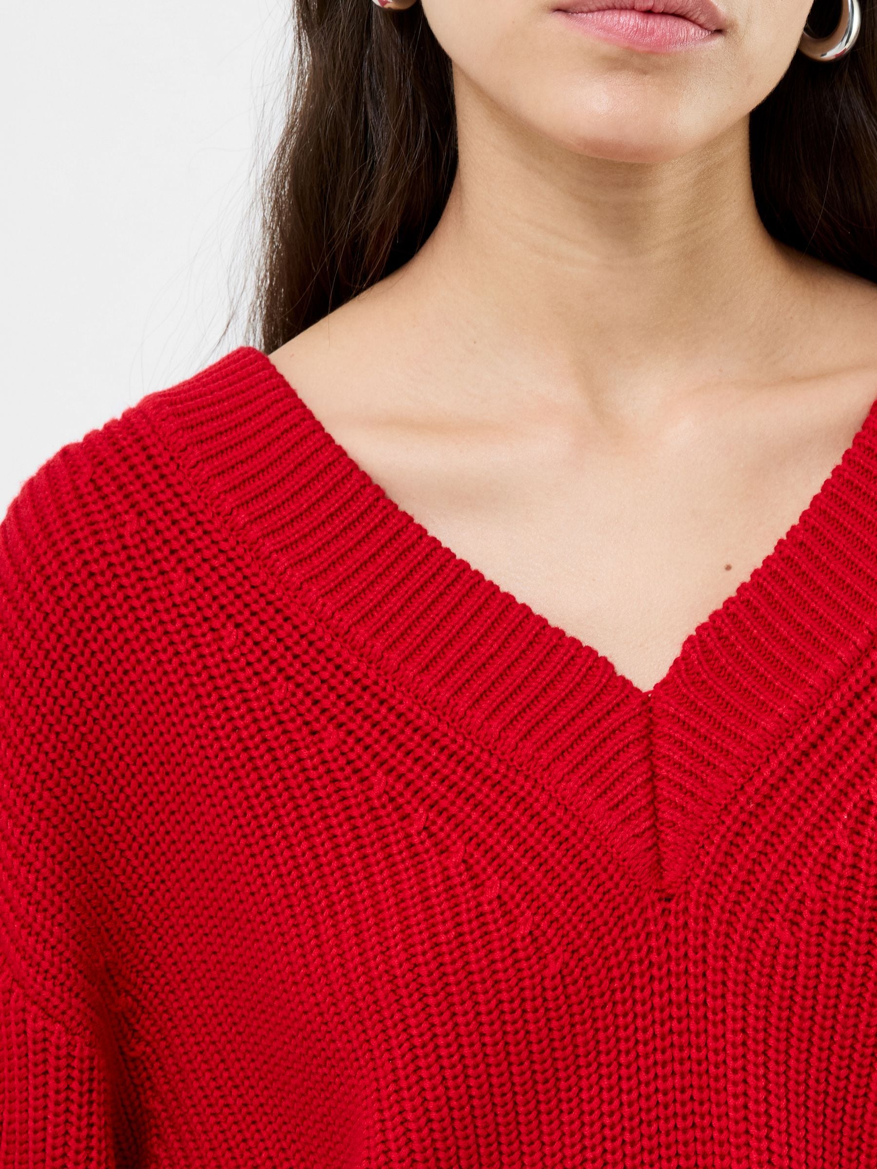 Buy French Connection Red Joss Long Sleeves V-Neck Jumper from