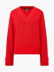 French Connection Red Joss Long Sleeves V-Neck Jumper - Image 4 of 4