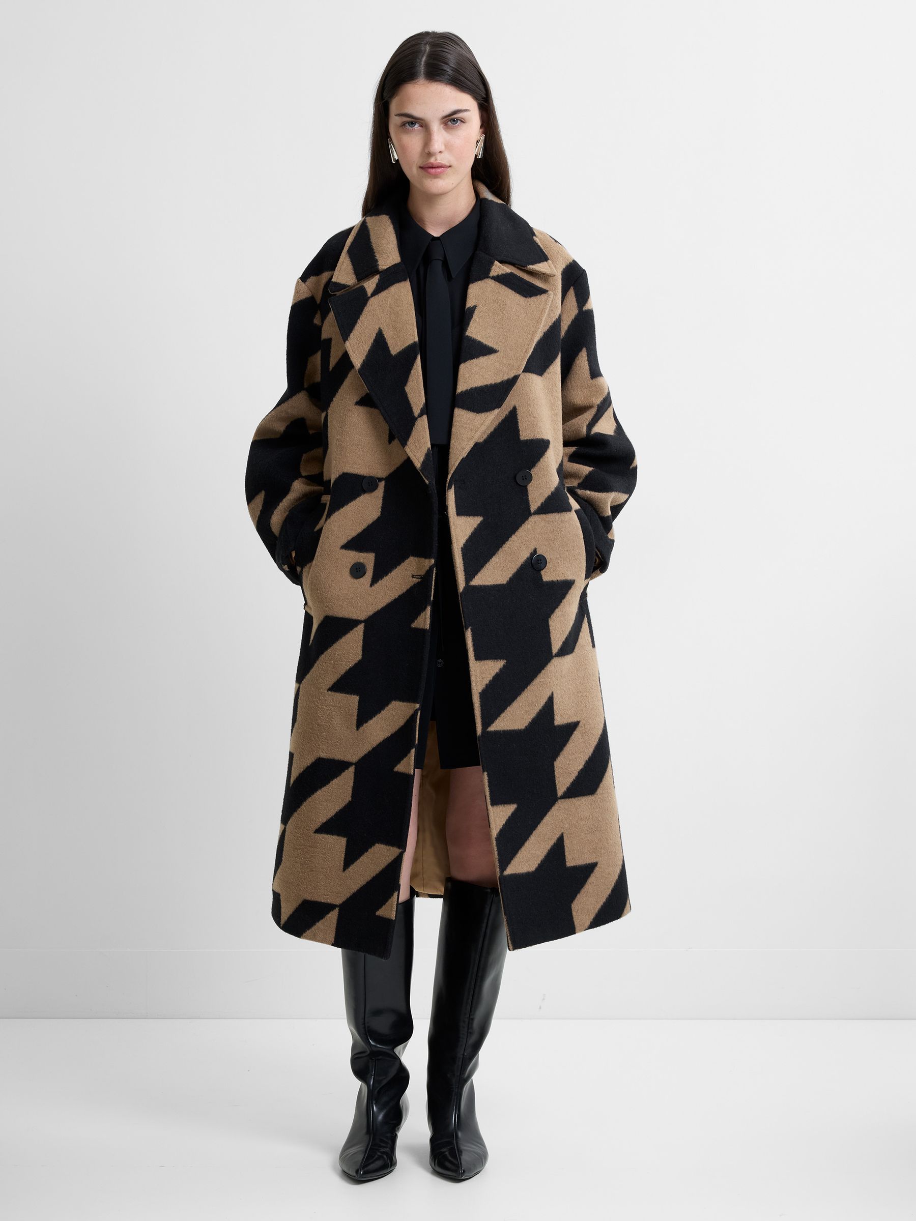 Buy French Connection Black Lucilla Houndstooth Coat from Next
