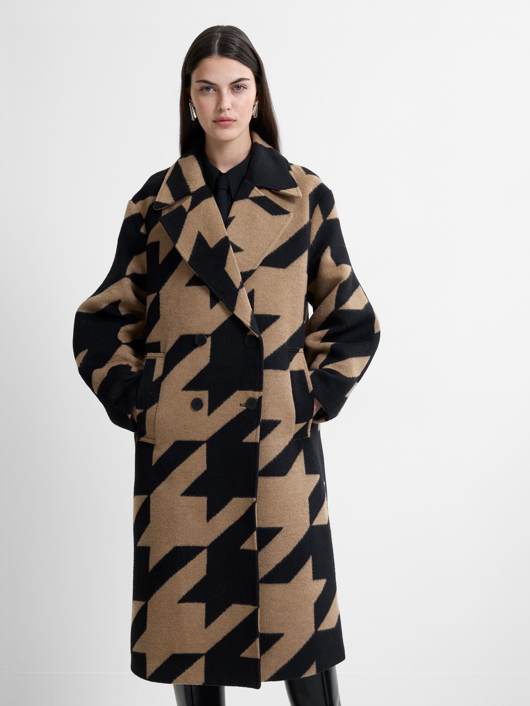 Buy French Connection Black Lucilla Houndstooth Coat from Next Ireland