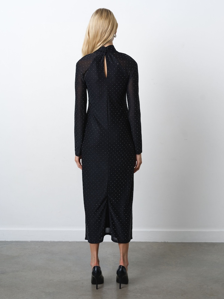 French Connection Black Shoshana Hotfix WrapOver Dress - Image 2 of 6 French Connection Black Shoshana Hotfix WrapOver Dress - Image 2 of 6