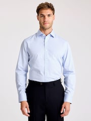 MOSS Tailored Fit Sky Blue Stripe Non Iron Shirt - Image 1 of 3