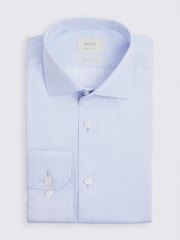 MOSS Blue Stripe Tailored Fit Non Iron Shirt - Image 4 of 4