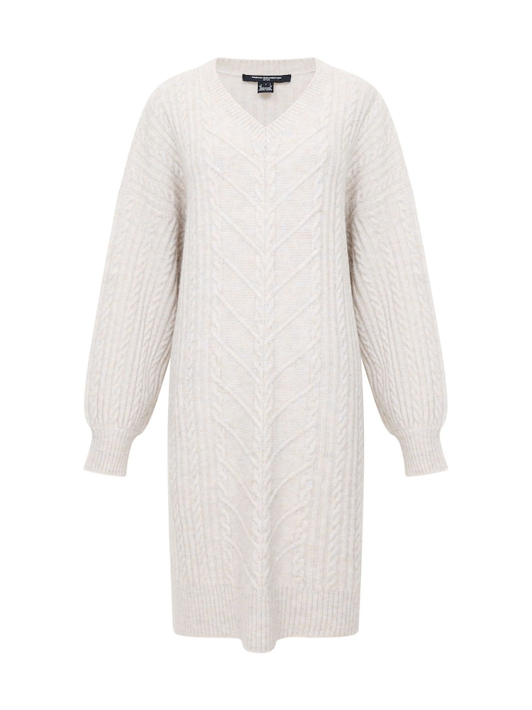 French Connection Natural Marine Cable Knit Jumper Dress - Image 1 of 1