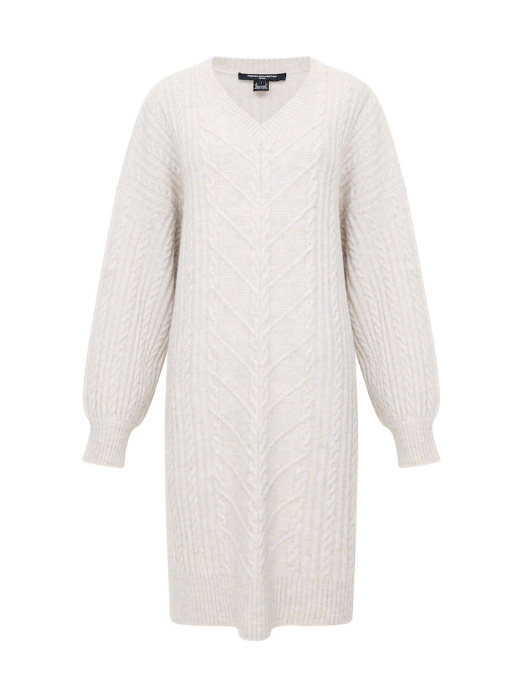 French Connection Natural Marine Cable Knit Jumper Dress - Image 4 of 4 French Connection Natural Marine Cable Knit Jumper Dress - Image 4 of 4