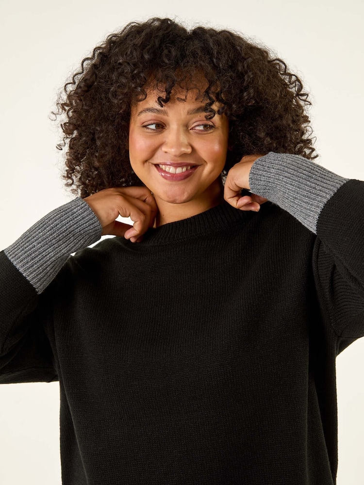 Roman Black Colour Block Knit Jumper - Image 2 of 5