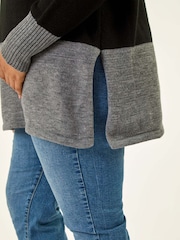 Roman Black Colour Block Knit Jumper - Image 5 of 5