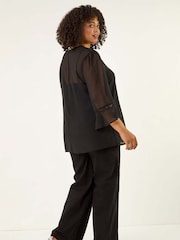 Roman Black Curve Pintuck Pleat Blouse - Image 3 of 5