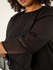 Roman Black Curve Pintuck Pleat Blouse - Image 5 of 5