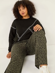 Roman Green Curve Paisley Wide Leg Culottes - Image 1 of 5