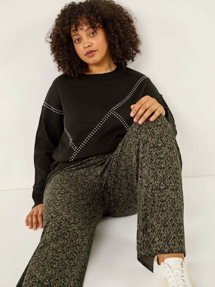 Roman Green Curve Paisley Wide Leg Culottes - Image 1 of 5