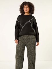 Roman Green Curve Paisley Wide Leg Culottes - Image 2 of 5