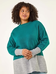 Azul - Roman de Malha com Blocos de Cores Jumper - Imagem 1 de 5