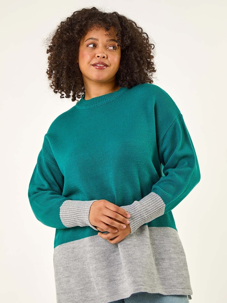 Azul - Roman de Malha com Blocos de Cores Jumper - Imagem 1 de 5