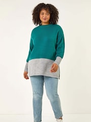 Azul - Roman de Malha com Blocos de Cores Jumper - Imagem 2 de 5
