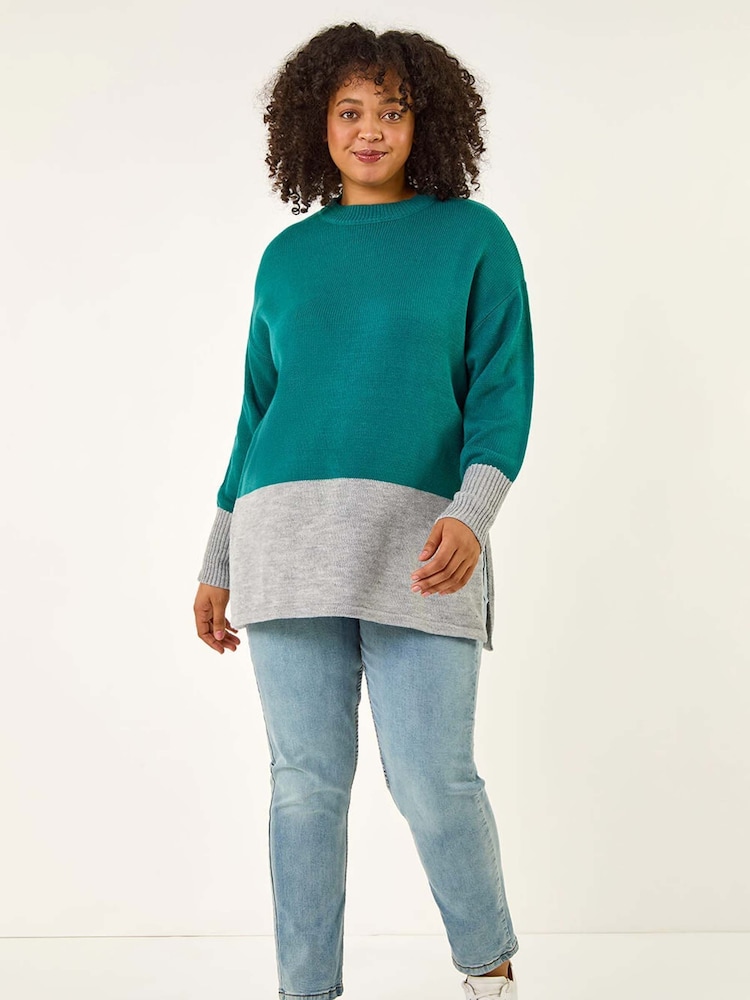 Azul - Roman de Malha com Blocos de Cores Jumper - Imagem 2 de 5