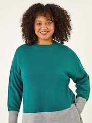 Azul - Roman de Malha com Blocos de Cores Jumper - Imagem 4 de 5