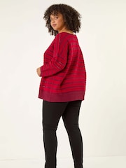 Roman Red Curve Crochet Stripe Knit Jumper - Image 2 of 5