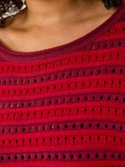 Roman Red Curve Crochet Stripe Knit Jumper - Image 5 of 5
