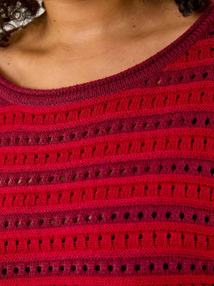 Roman Red Curve Crochet Stripe Knit Jumper - Image 5 of 5 Roman Red Curve Crochet Stripe Knit Jumper - Image 5 of 5
