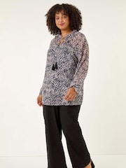 Roman Natural Curve Georgette Keyhole Blouse - Image 2 of 5
