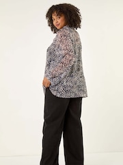 Roman Natural Curve Georgette Keyhole Blouse - Image 3 of 5