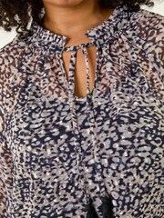 Roman Natural Curve Georgette Keyhole Blouse - Image 5 of 5