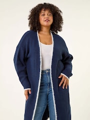 Roman Blue Curve Longline Knit Cardigan - Image 1 of 5