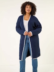 Roman Blue Curve Longline Knit Cardigan - Image 2 of 5