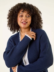 Roman Blue Curve Longline Knit Cardigan - Image 4 of 5