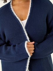 Roman Blue Curve Longline Knit Cardigan - Image 5 of 5