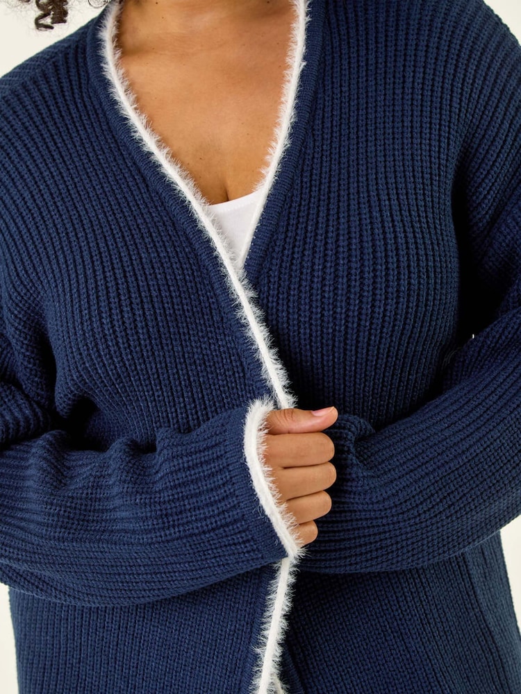 Roman Blue Curve Longline Knit Cardigan - Image 5 of 5