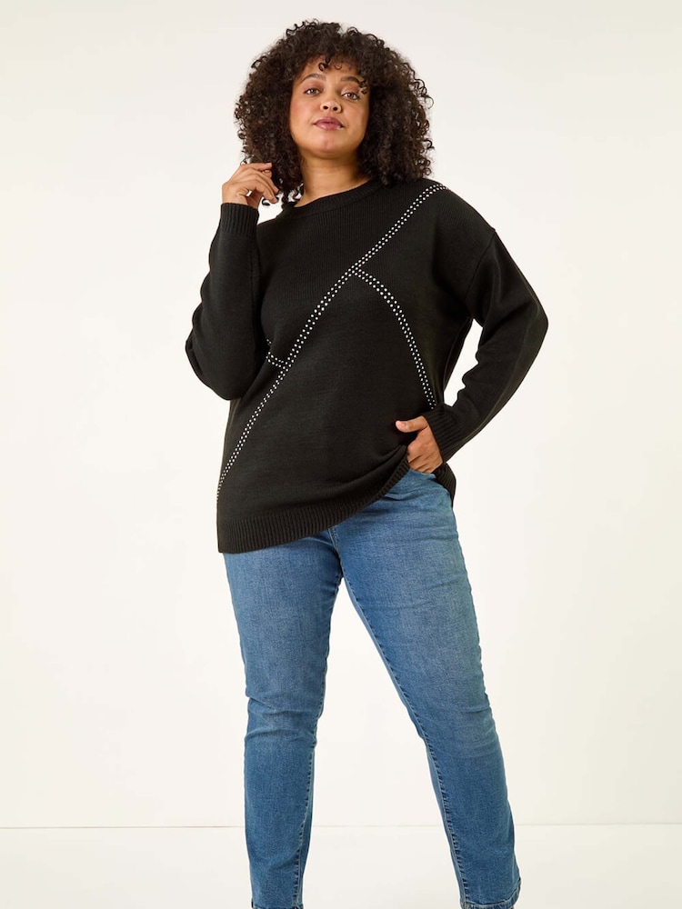 Roman Black Curve Hotfix Knit Jumper - Image 2 of 5