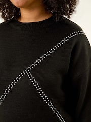 Roman Black Curve Hotfix Knit Jumper - Image 4 of 5