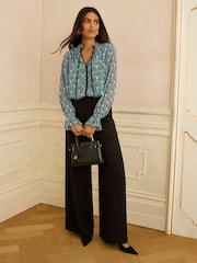 Love & Roses Geo Print Notch Neck Blouse - Imaginea 3 din 4