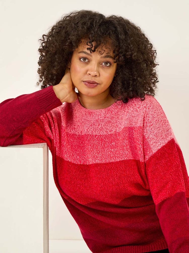 Roman Red Curve Ombre Stripe Knit Jumper - Image 2 of 5 Roman Red Curve Ombre Stripe Knit Jumper - Image 2 of 5